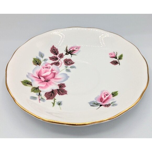 Royal Vale Large Pink Rose With Purple Leaf China Tea Cup and Saucer, England - Picture 5 of 7